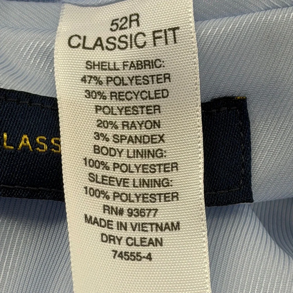 Stafford Sport Coat Mens 52 REG Blue Seersucker Striped Classic Fit Blazer NEW